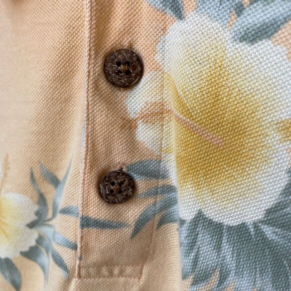 Vintage Tommy Bahama Tropical Hibiscus Flower Polo Golf Shirt Cotton L - Picture 5 of 6